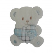 Iron-on Patch - Teddy Bear with Heart - Light Blue